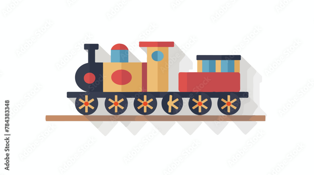 Train toy flat icon with long shadow flat vector isolated