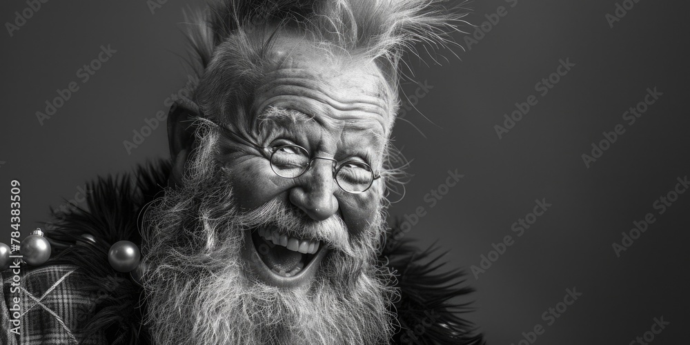 A striking black and white photo of a man with a beard, perfect for a variety of projects