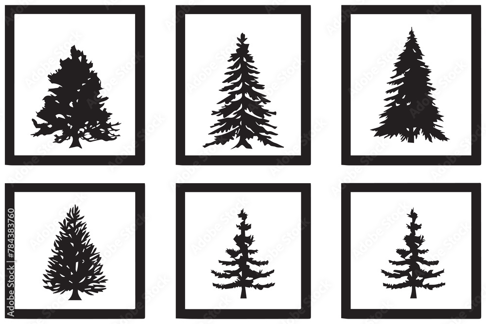 Fototapeta premium Christmas tree silhouette vector bundle