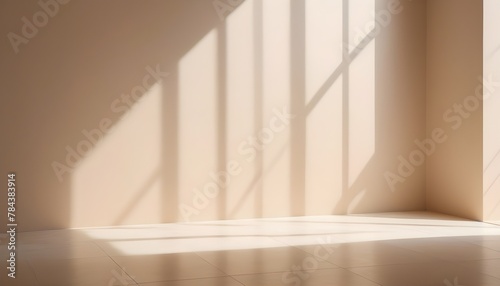 empty room with window. Simplistic interior with sunlight 