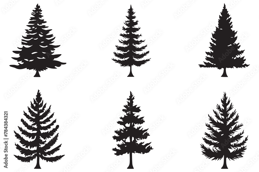 Obraz premium Christmas tree silhouette Clipart bundle