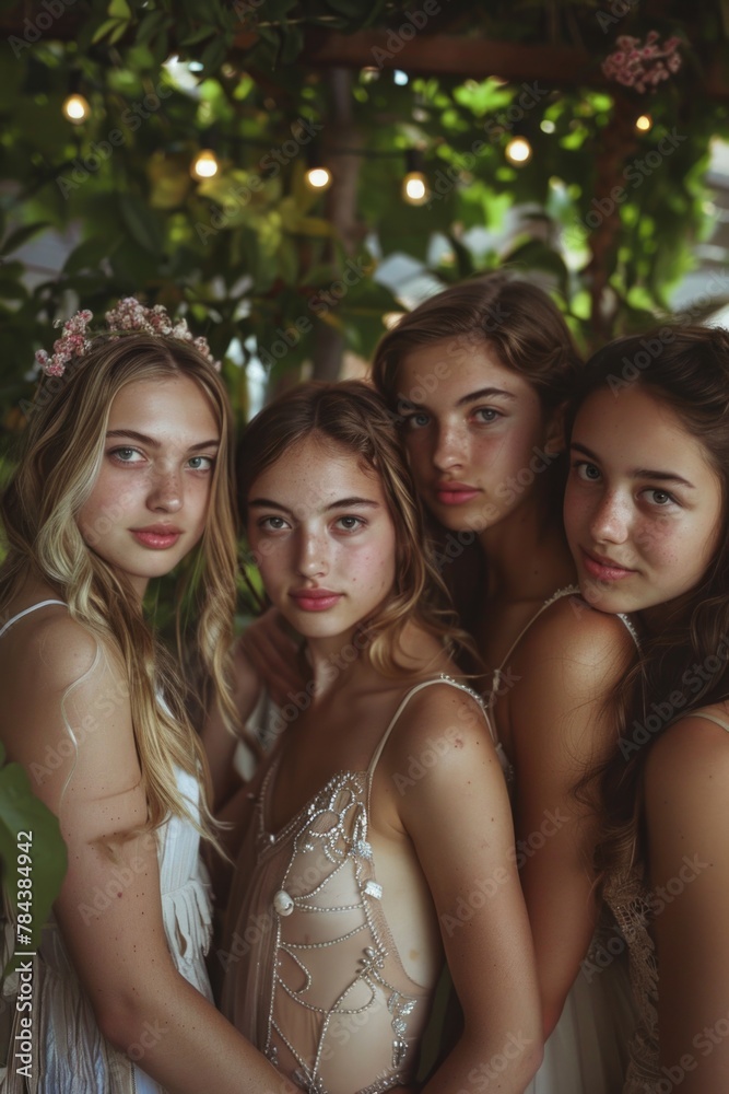 A group of young women standing next to each other. Ideal for illustrating friendship or teamwork A group of young women standing next to each other. Ideal for illustrating friendship or teamwork