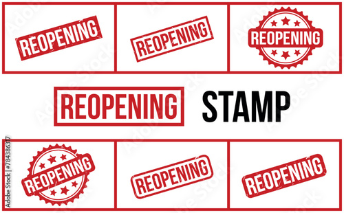 Reopening Rubber Stamp Set Vector