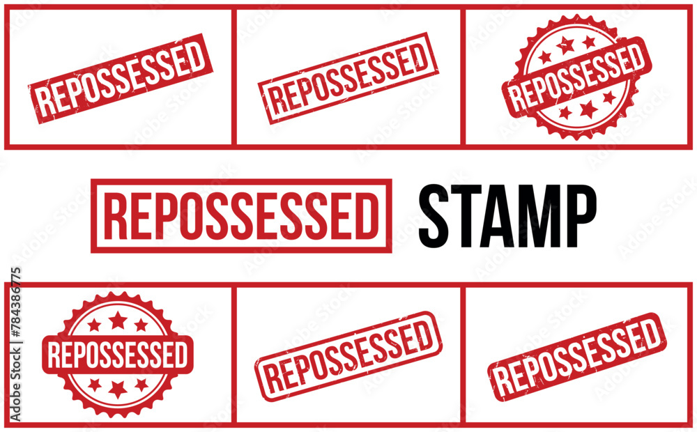 Repossessed Rubber Stamp Set Vector - obrazy, fototapety, plakaty 