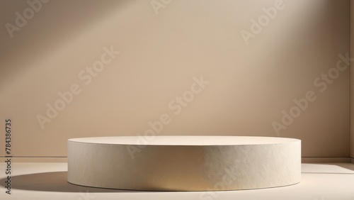 Luxurious Minimalism Beige Natural Podium with Texture and Shadow for Product Display