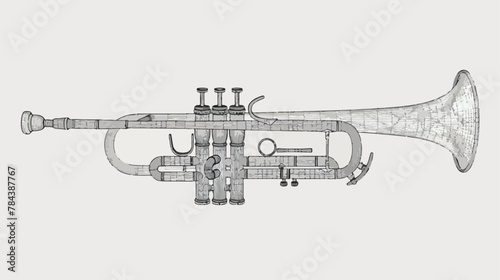 Trumpet pipe fife musiacal instrument. Wireframe low photo