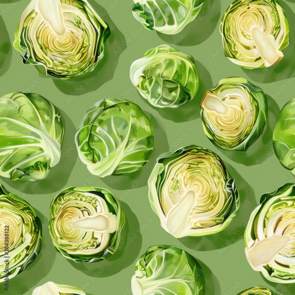 Fresh cabbages on a vibrant green backdrop, perfect for food and agriculture concepts