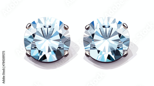 Close up of diamond earrings with diamonds isolated