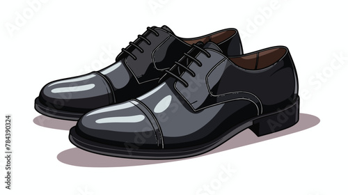 Closeup view of black leather shoes for man 2d flat