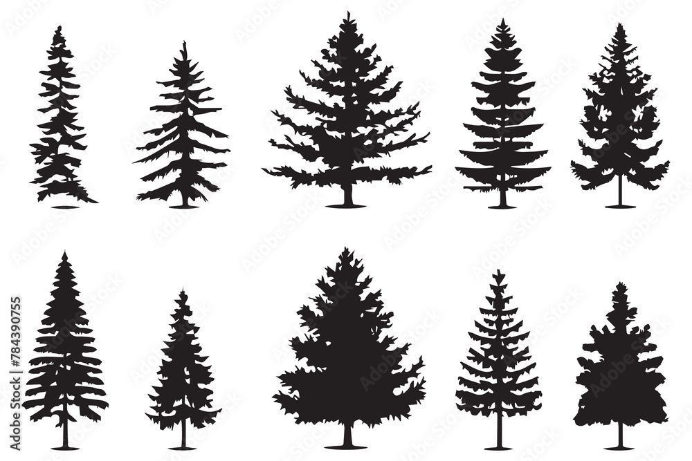 Obraz premium Christmas tree Vector illustration Bundle