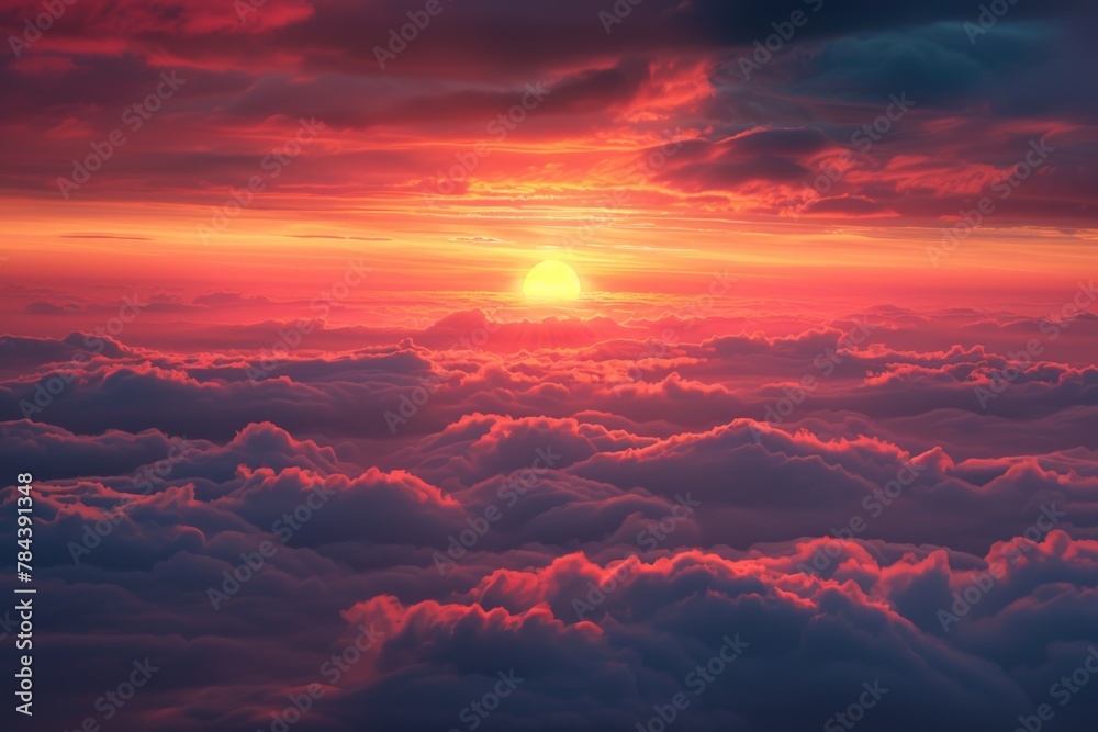 A beautiful sunset scene with clouds in the sky. Suitable for various design projects