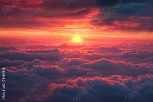 A beautiful sunset scene with clouds in the sky. Suitable for various design projects