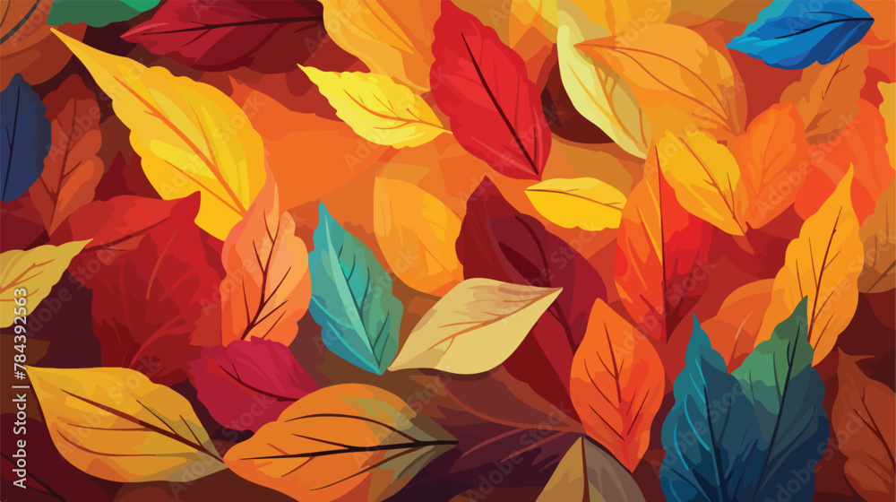 Colors of Autumn leaves blurred 100 2d flat cartoon