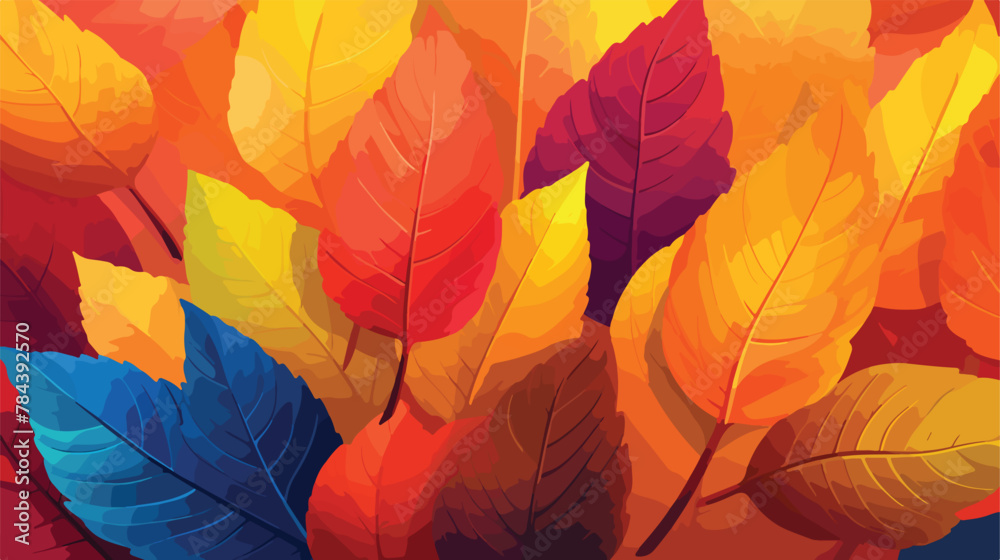 Colors of Autumn leaves blurred 100 2d flat cartoon