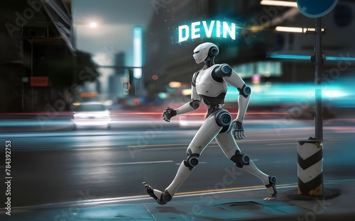 robot walking on a roadside, Devin ai, first ai software engineer