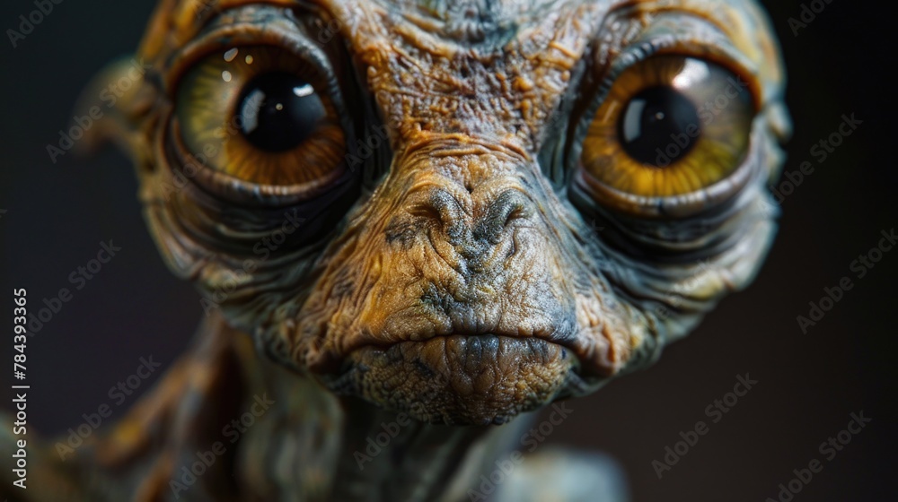 Close-up shot of an alien with big eyes, perfect for sci-fi themed designs Close-up shot of an alien with big eyes, perfect for sci-fi themed designs