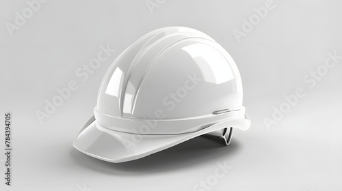 White Construction Helmet: 3D Render of Single Object Protective Engineering Hat for Construction Industry Equipment Isolated in White.