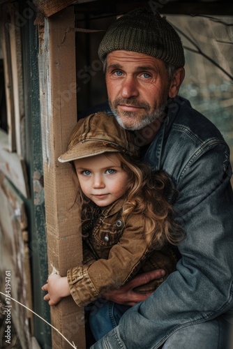A man holding a little girl in his arms, suitable for family and parenting concepts