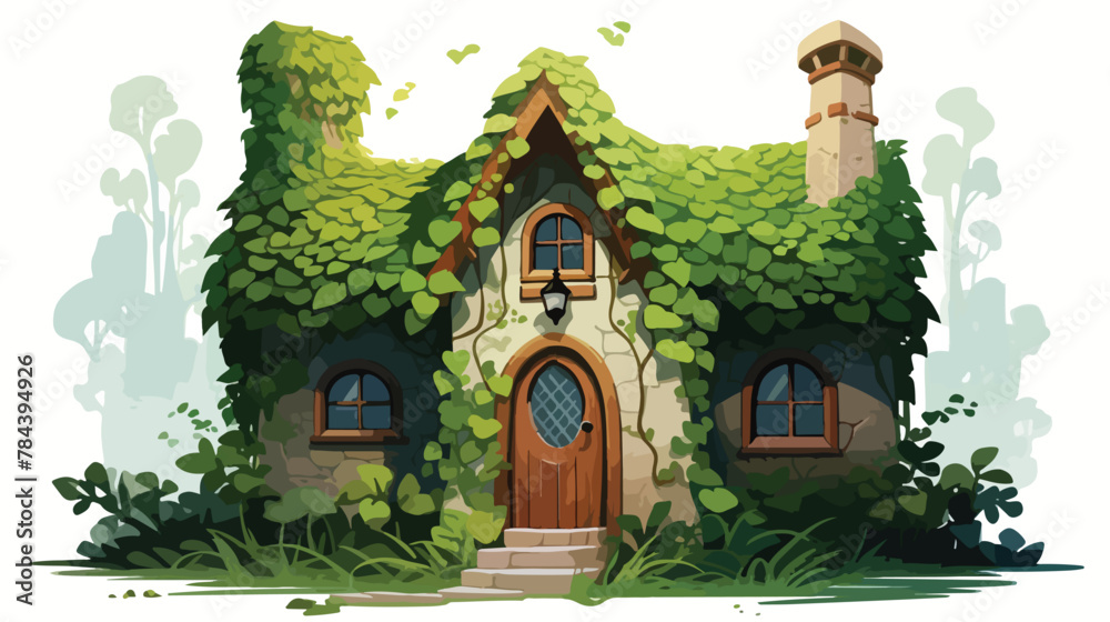 Cozy cottage covered in ivy hidden deep in the wood