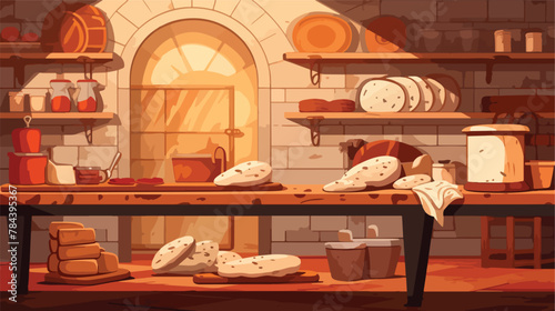 Cozy kitchen filled with the arom of freshly baked photo