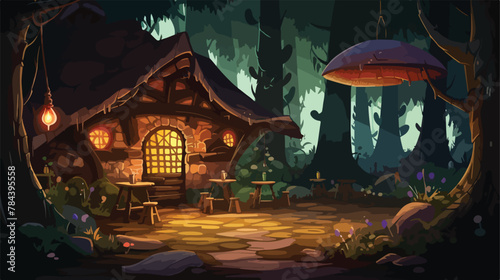 Cozy tavern in forest clearing frequented by fairie photo