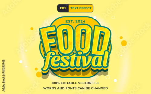 Editable Text effect food festival 3D, perfect for banner festival design element template
