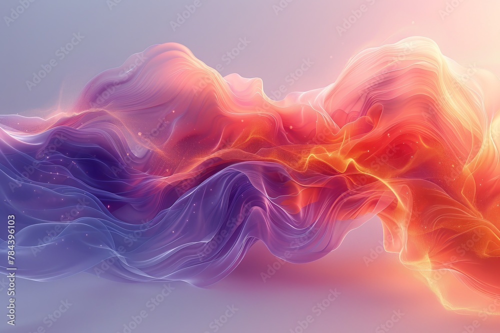 Obraz premium Vibrantly colored abstract waveform rendered in red and purple hues representing digital motion, flow, and energy