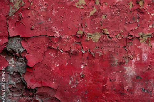 A weathered red wall with peeling paint. Perfect for adding texture to design projects