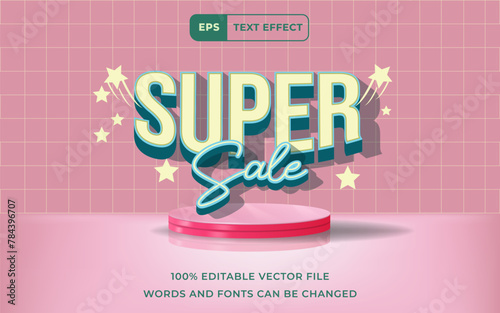 Editable Text effect Super sale 3D, perfect for banner promotion product design element