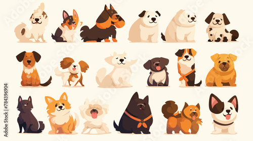 Cute Dogs Clipart 2d flat cartoon vactor illustration