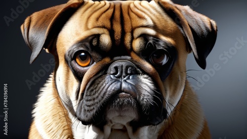  A tight shot of a pug's face expressing sadness