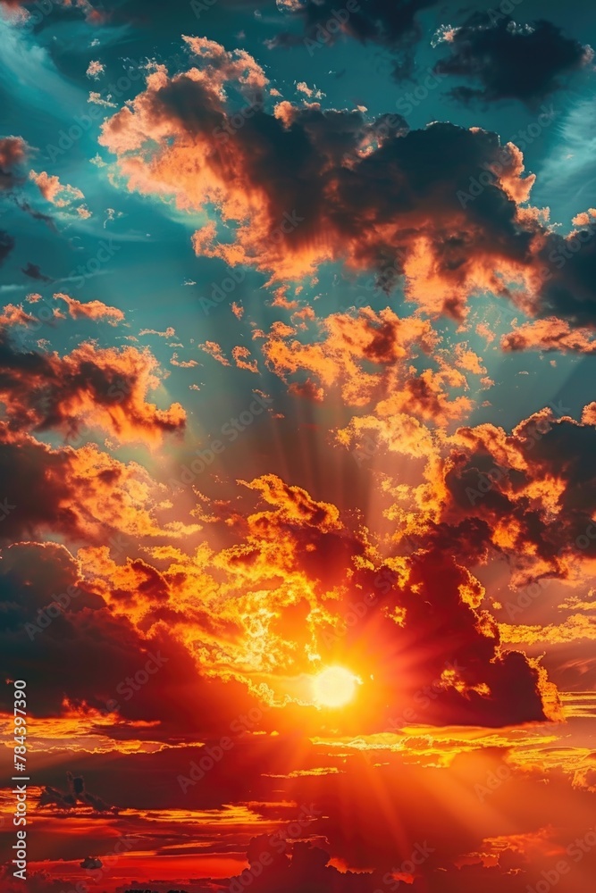 A beautiful sunset with clouds in the sky. Perfect for nature backgrounds