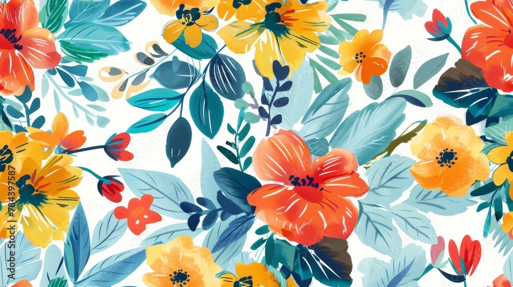 Cartoon of Vintage Florals Seamless picture