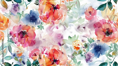 watercolor painting Styles vignette color expressionism art style seamless pattern