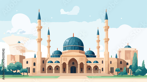 Dergah Mosque in Sanliurfa City of Turkey 2d flat cartoon