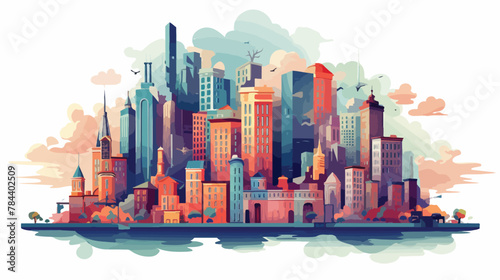 Fantastical cityscape with buildings that twist and