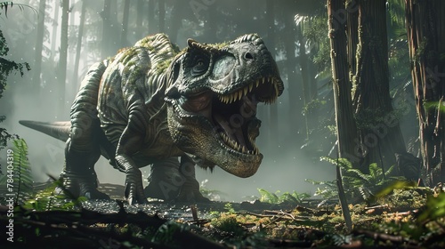 Tyrannosaurus Rex in the rainforest, Jurassic period © Олег Фадеев