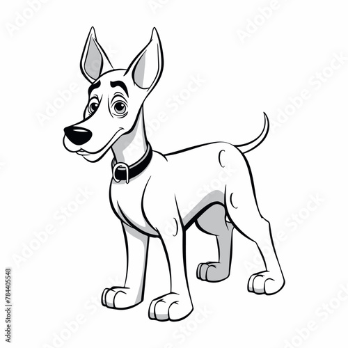 Black and white vector image of a small breed dog for coloring book