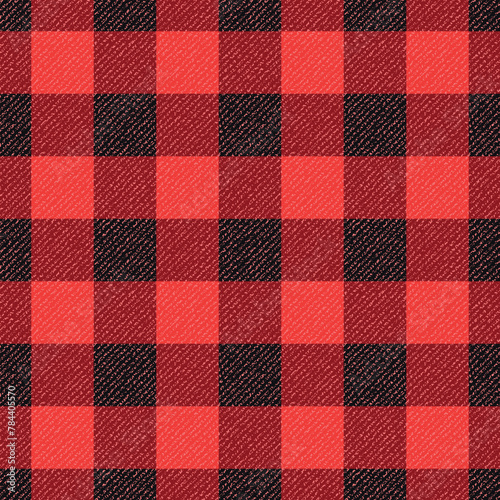 Lumberjack plaid pattern, soft flannel texture, washed textile, red and black seamless vector pattern, simple vintage fabric design , Scottish Tartan, blanket patchwork