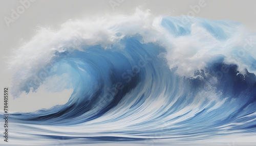Blue wave oil painting using brush technique. © Pram
