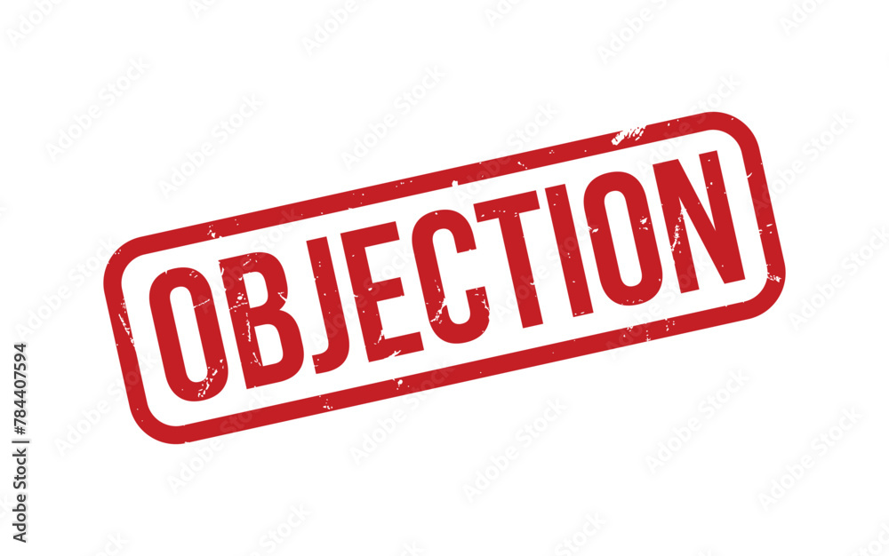 Objection Stamp. Red Objection Rubber grunge Stamp Objection Stamp. Red Objection Rubber grunge Stamp