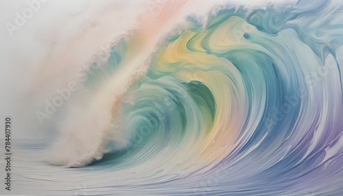 Pastel wave oil painting using brush technique.