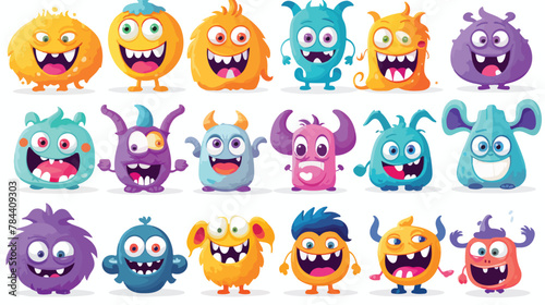 Fototapeta Naklejka Na Ścianę i Meble -  Funny monsters cartoon characters set. Colorful abs