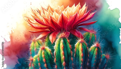 Watercolor Painting of a Cereus Validus Cactus