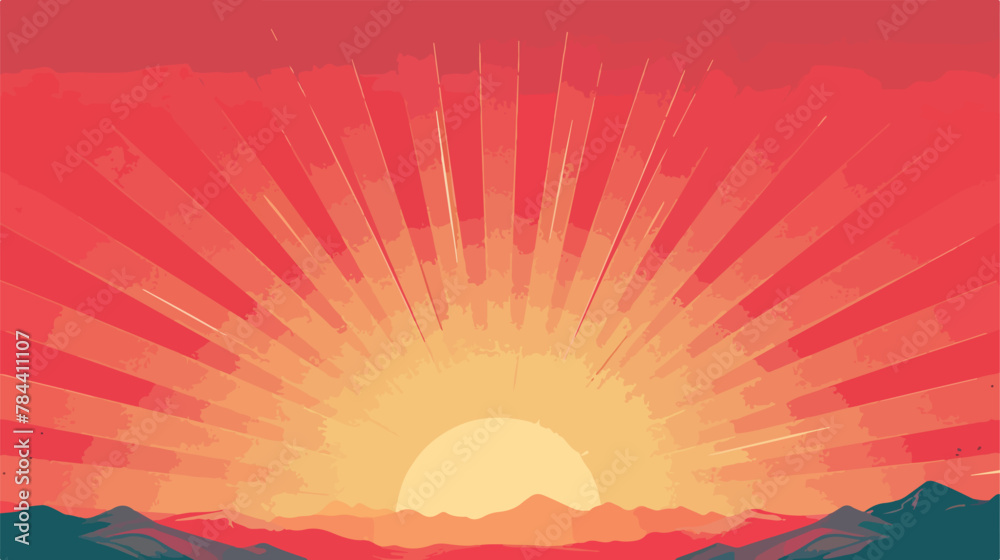 Vector illustration of sunrise sun flat vector isolated