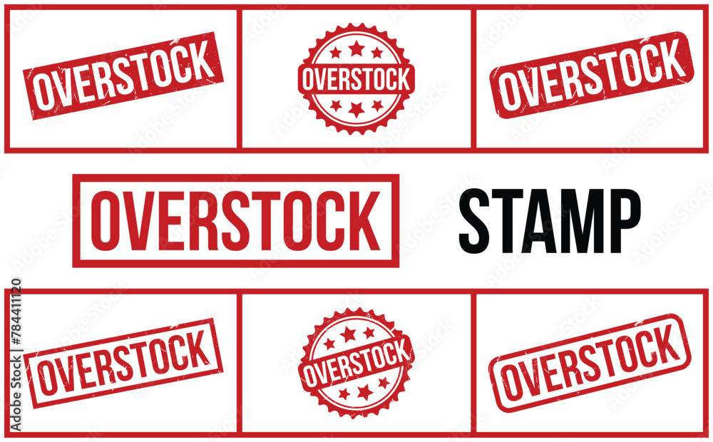 Overstock Stamp. Red Overstock Rubber grunge Stamp set Overstock Stamp. Red Overstock Rubber grunge Stamp set