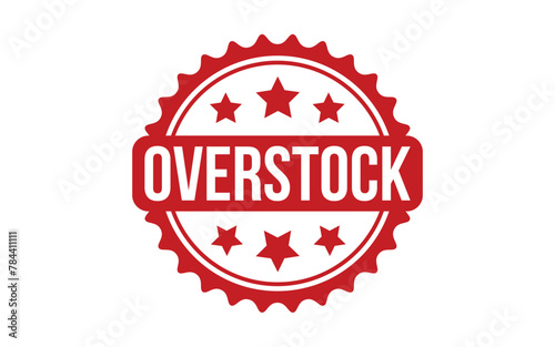 Overstock Stamp. Red Overstock Rubber grunge Stamp photo