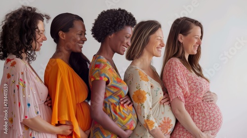 Multicultural group of pregnant women