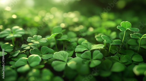 black pot full of gold coins and shamrock leaves. st. Patrick's Day abstract green background for design, banner, and invitation. digital art, generative ai