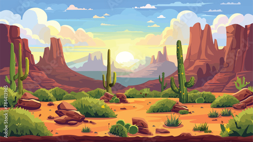 Vector seamless desert landscape. Horizontal cartoon